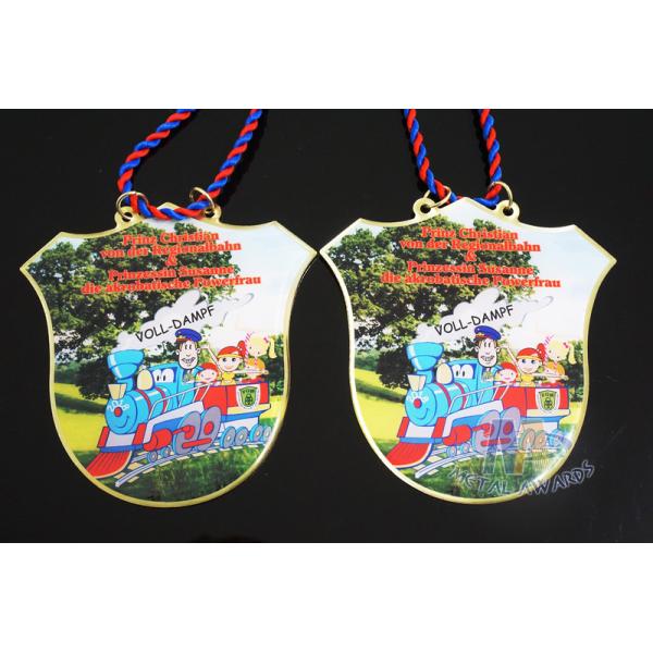 Custom Design Soft Enamel Medals With Cord , Printing Full Color Brass Material