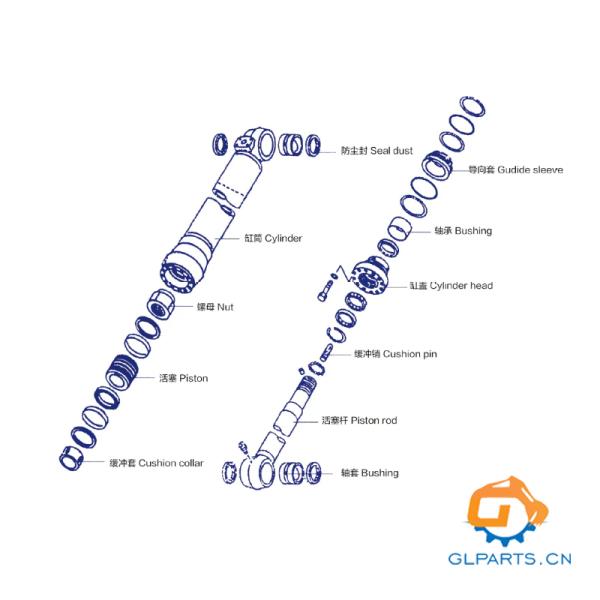 DH150 DH150-7 Excavator Hydraulic Cylinder For Doosan Excavator Parts