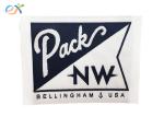 Polyester Fabric Rectangle Paper Coated Woven Patches Size Customized With Laser