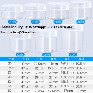 Plastic Jar Container With Lid And Label Refillable Empty Round Clear PET