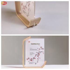 Decorative L Shape Acrylic Photo Picture Frame with Wood Base Dried Flowers