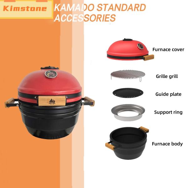 New Product Kimstone Kimtop Series Tabletop Gas Kamado Grill 15 Inch Barbecue With Family