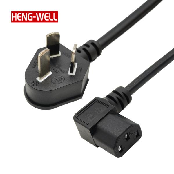 Quality HENG-WELL Right Angle IEC320 C13 Extension Plug Cable 3-Pin Power Cord with CCC Certificate for Computer Use wholesale