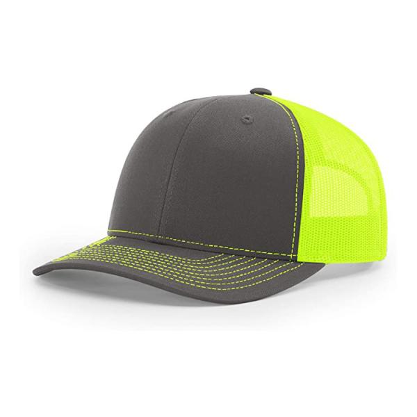 Quality Custom 6 Panel Richardson 112 Snapback Hat Plain Blank Black Mesh Trucker Cap wholesale