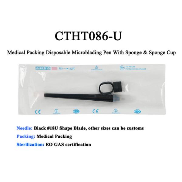Medical Packing Black 18U Sharp Blade Disposable Manual Tattoo Pen With Brush &