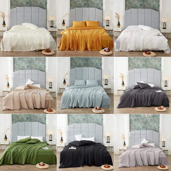 Quality 4-piece Nondisposable Plain Dyed Bamboo Lyocell Bedding Set with Solid Color Print wholesale