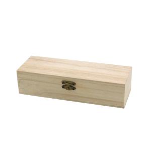 Solid Wood Wine Box with Hinged Lid for Single Bottle