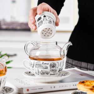 Sustainable Ceramic Tea Set Porcelain Teapot And Cup With Infuser Strainer