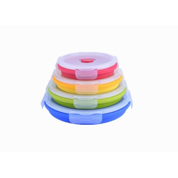 Quality Round Silicone Food Storage Containers / Food Sealed Silicone Lunch Box With Cutlery wholesale