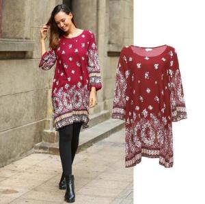 China wholesale guangzhou clothing factory customize bohemia print style dress and blouse on sale