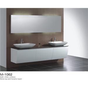 Wall Mounted Double Sink Bathroom Vanity Stable Mould Resistant Customized Color