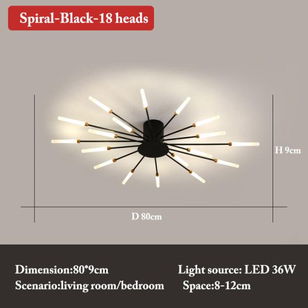 Nordic fireworks ceiling lamp bedroom living room LED black ceiling lights