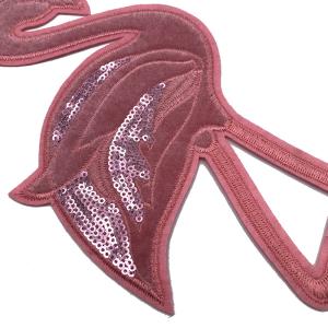 Red Personalized Iron On Patches , Whooping Crane Embroidered Animal Patches