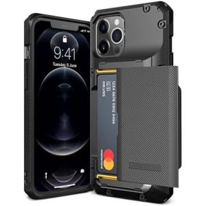 For iPhone 12 Pro Max with [4 cards]Premium solid credit card slot wallet for