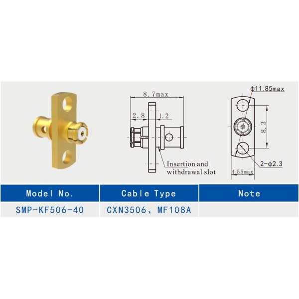 SMP Female Flange Mount RF Cable Connector for CXN3506/MF108A
