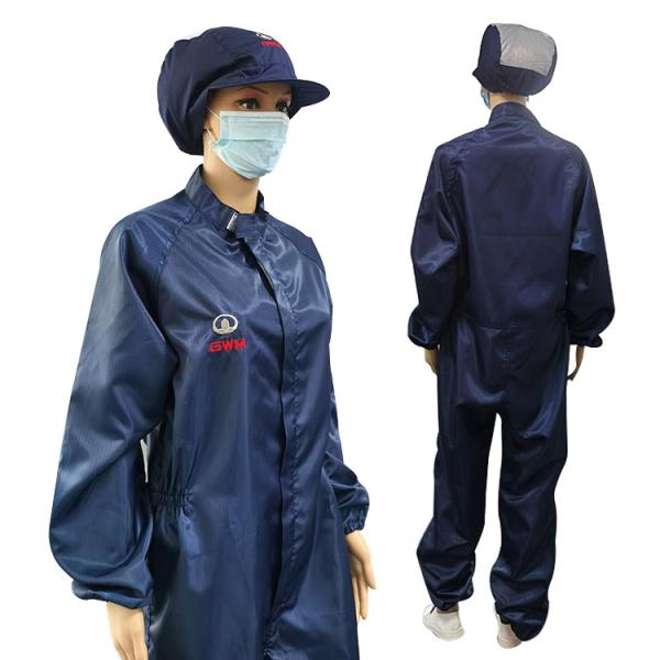 Quality Zipper Closure Mandarin Collar ESD Coverall Suit Compliant To ANSI/ESD S20.20 Standards wholesale