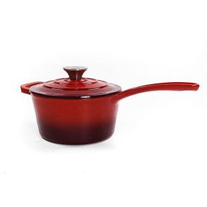 16cm Red Enameled Iron Cast Saucepan Pot With Long Handle