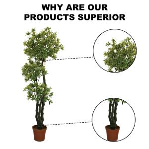 Restaurant Balcony Artificial Podocarpus Tree Faux Green Plant 1.6m No Nursing