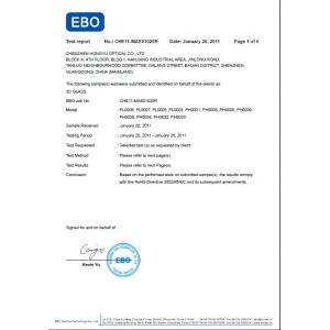 SHENZHEN HONY OPTICAL CO.,LTD Certifications
