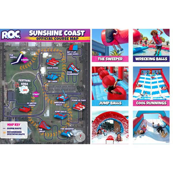 0.55mm PVC Inflatable 5k Run / Commercial Inflatable Obstacle Course Big Red