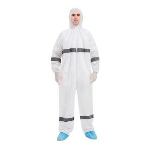 ISO13485 FDA SMS PP Disposable Protective Coverall 45-70gsm With Reflective