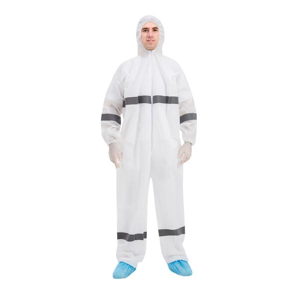 ISO13485 FDA SMS PP Disposable Protective Coverall 45-70gsm With Reflective