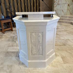 Marble Altar Table Church Podium Hand-Made Religious Sculptures Customized