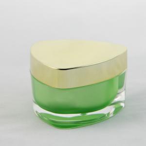 China 15G Green Irregular Acrylic Plastic Cream Jar For UV Gel Cosmetic Packaging on sale