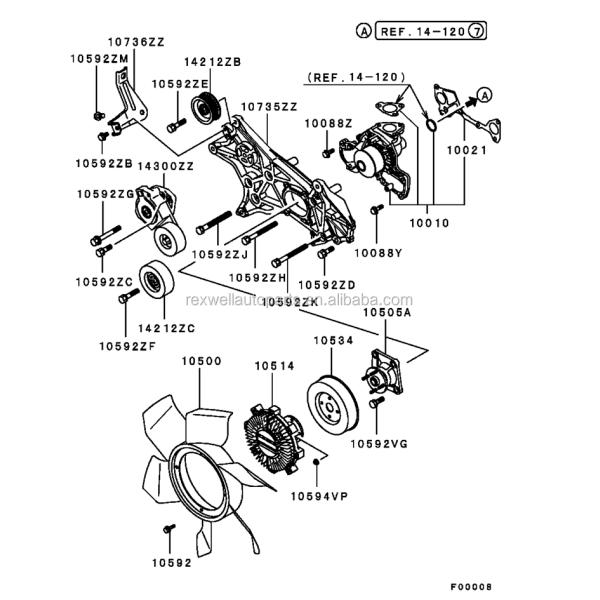 SHIPPING Ocean Cargo MD368210 Belt Idler Grooved Pulley For Mitsubishi Pajero V73W 6G72