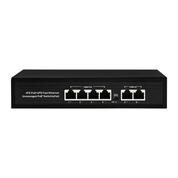 Quality 4 Port 10/100M Unmanaged PoE Switch With 2x100M Ethernet Uplink 60W Budget wholesale