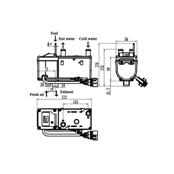 JP Liquid Heater 5KW 12V Diesel Water Heater With Digital Controller For Trailer Truck