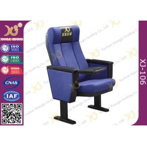 Black PU Polyurethane Armrest Church Auditorium Chairs With ABS Folding Table