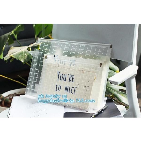 Quality PE & PP double slider wholesale pe plastic file pouch with zipper, PP Plastic Slider Zip Lock A4 Doucment Files Holder B wholesale