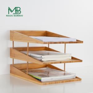 34x25x6cm Bamboo Stackable File Tray Multi-layer Desktop Storage Organizer for