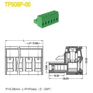300V / 18A Female Parts Electrical Terminal Blocks M3 Screw Pitch 5.08mm