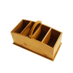 Cheap Custom Size Accepted Bamboo Desktop Organizer Station Box Storage Holder with Handle for sale