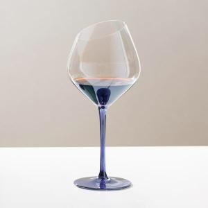 China Lead Free 550ml Glass Drinking Goblets 19 Ounce Angled Iridescent Wine Glasses on sale