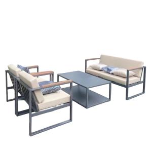Outdoor Metal Frame Luxury Sofa Bench Complete Set Of Tables And Chairs