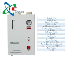 500ml/Min Ql-500 Pem Hydrogen Generator With CE Certification And 17KG Weight