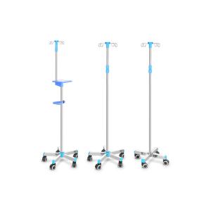 China Height Adjustable Stainless Steel IV Pole With Castors For Hospital on sale