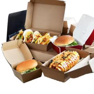 Wholesale Customized Fast Food Delivery Burger Box Biodegradable Food Grade