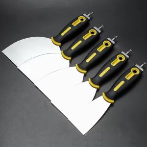 China Mirror surface polished 420 stainless steel flexible blade non-slip handle putty knife with screwdriver end on sale