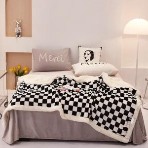 All-Season Checkerboard Pattern Blanket Warm and Fashionable Addition to Your