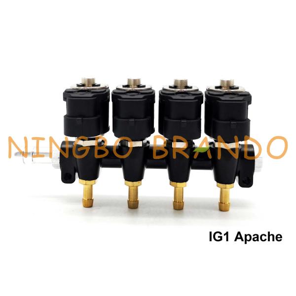 Quality IG1 Apache OMB Type LPG / CNG Rail Injectors HD 4 Cylinders 3 Ohms DC12V wholesale