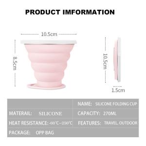 270ml Portable Ultra Thin Flexible Silicone Folding Cup