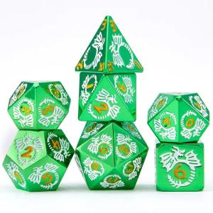multi faceted solid metal dice set DND RPG Colorful Flying Dragon Crucho Board