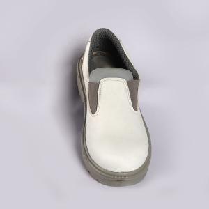 White Safety Boots With Low Cut And Embossed Cow Leather Upper