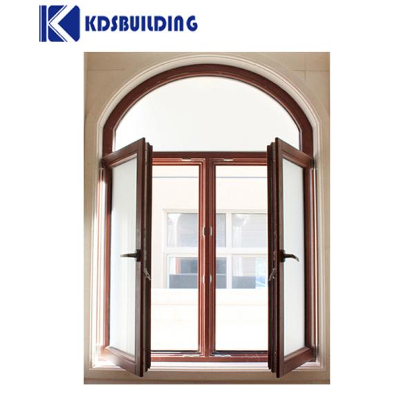 KDSBuilding Swing Residential Casement Round Wooden Window Solid Wooden Window With Fix Glass