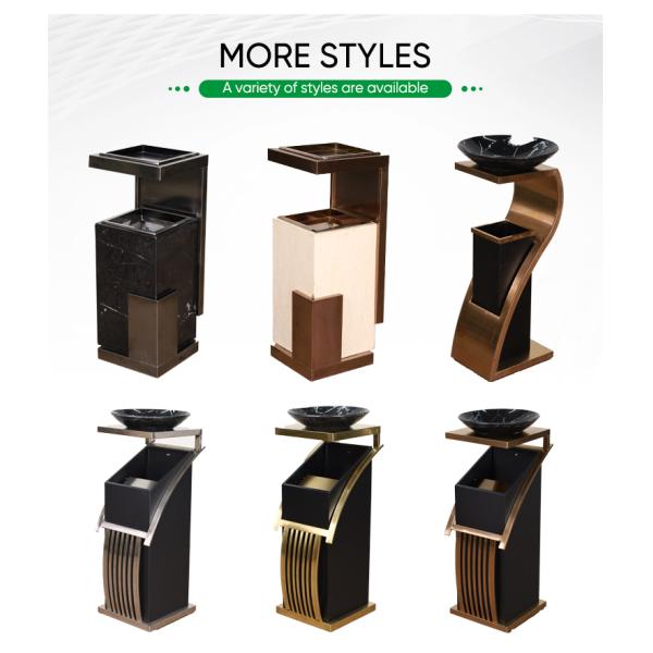 Luxury Commercial Stainless Steel Garbage Bin / Office Hotel Lobby Trash Bin Decorative Metal Trash Cans