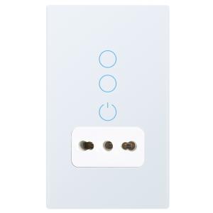 Italy 16A Smart Life 2 Gang Wifi Switch 50/60Hz With Socket